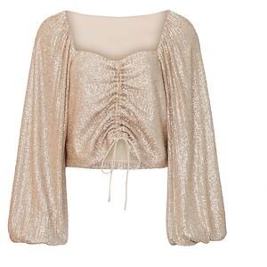 Jonathan Simkhai Metallic Sequin Blouse New Years Eve